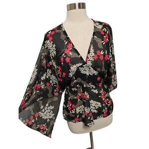 Y2K 90s Vintage Rave Womens Blouse Fairy Whimsigoth Size XL Kimono Sleeve